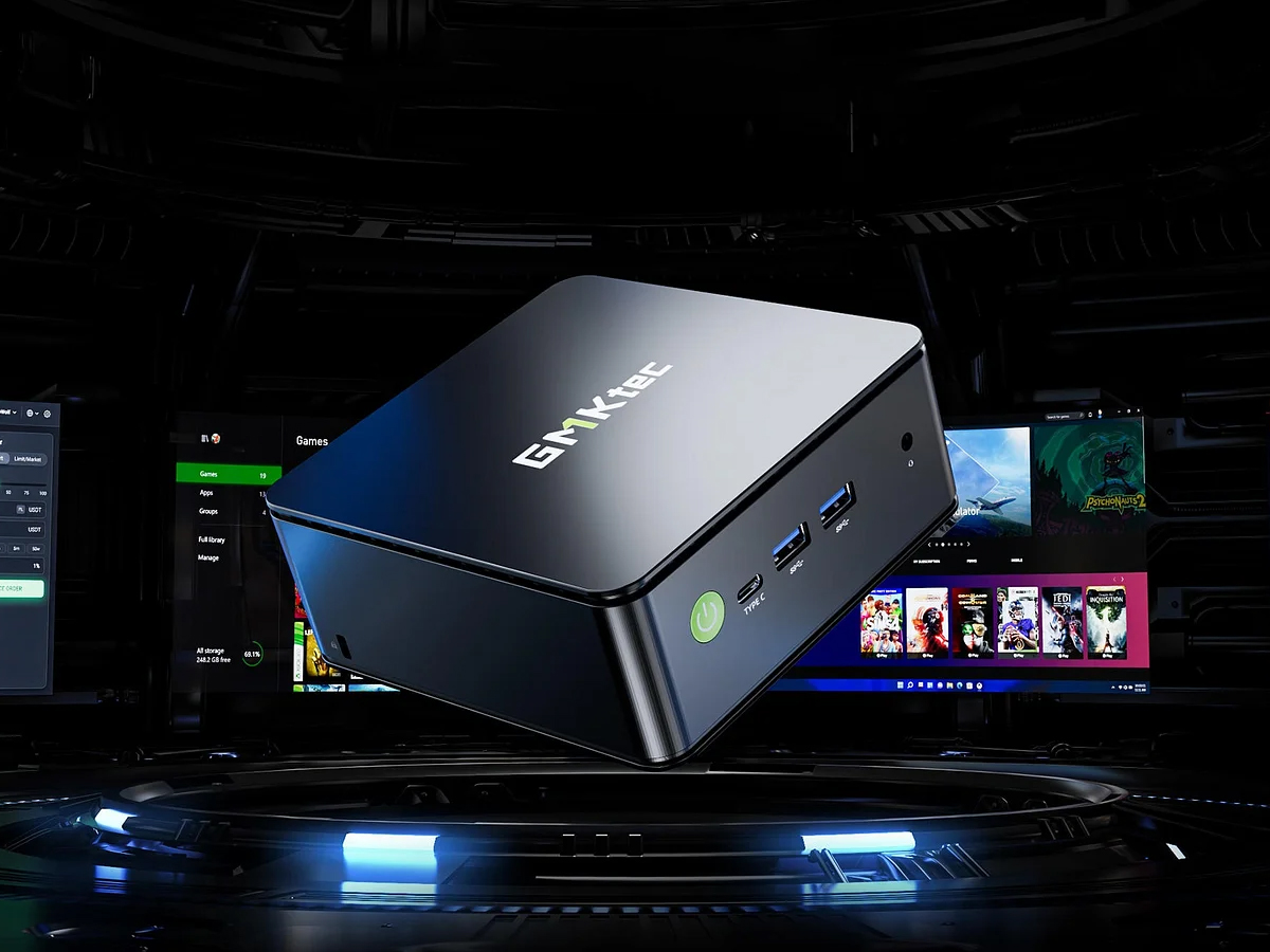 The NucBox G11 starts at $157.99 with the coupon code added. Pictured: a promo picture showing the front design of the mini PC.