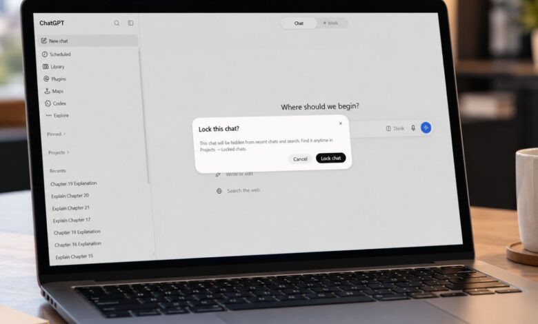 ChatGPT يتيح قفل المحادثات الحساسة برمز حماية لإخفائها عن المتطفلين